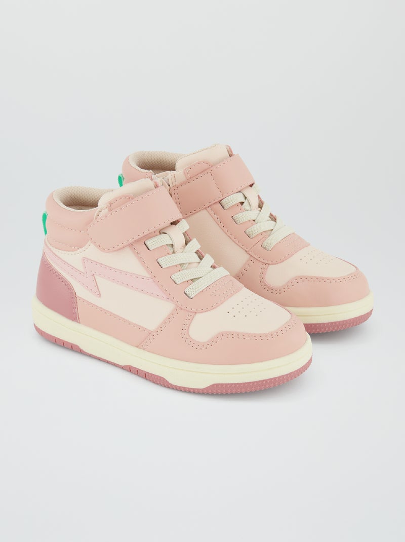 Zapatillas deportivas altas tricolores ROSA - Kiabi