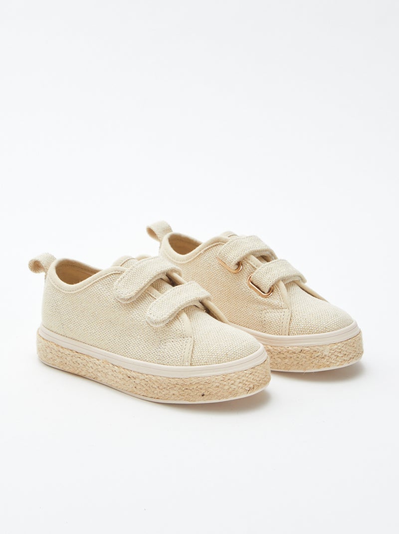 Zapatillas deportivas bajas brillantes beige - Kiabi