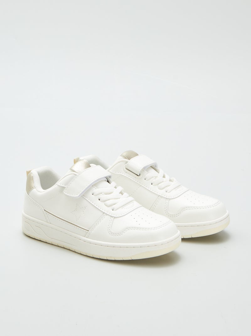 Zapatillas deportivas bajas con velcros y cordones blanco - Kiabi