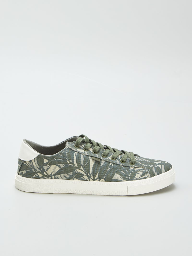 Zapatillas deportivas bajas de tela estampada KAKI - Kiabi