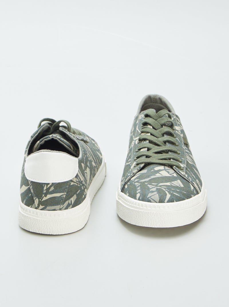 Zapatillas deportivas bajas de tela estampada KAKI - Kiabi