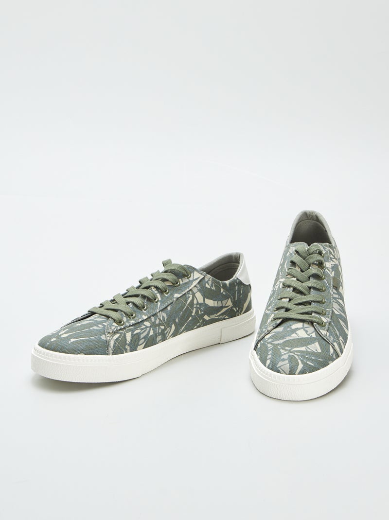 Zapatillas deportivas bajas de tela estampada KAKI - Kiabi