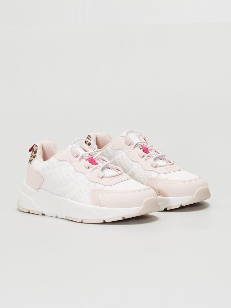 Zapatillas deportivas bajas dos materiales ROSA - Kiabi