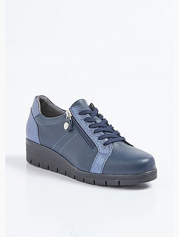 Zapatillas deportivas bimateriales con cordones y cremallera, ancho confort - Afibel