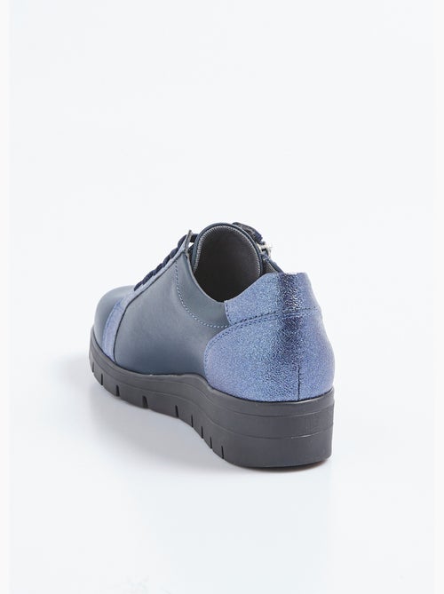 Zapatillas deportivas bimateriales con cordones y cremallera, ancho confort - Afibel - Kiabi