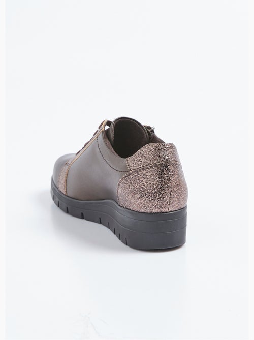 Zapatillas deportivas bimateriales con cordones y cremallera, ancho confort - Afibel - Kiabi
