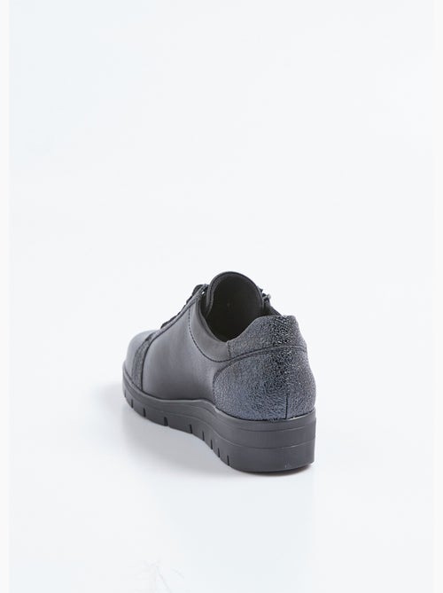 Zapatillas deportivas bimateriales con cordones y cremallera, ancho confort - Afibel - Kiabi