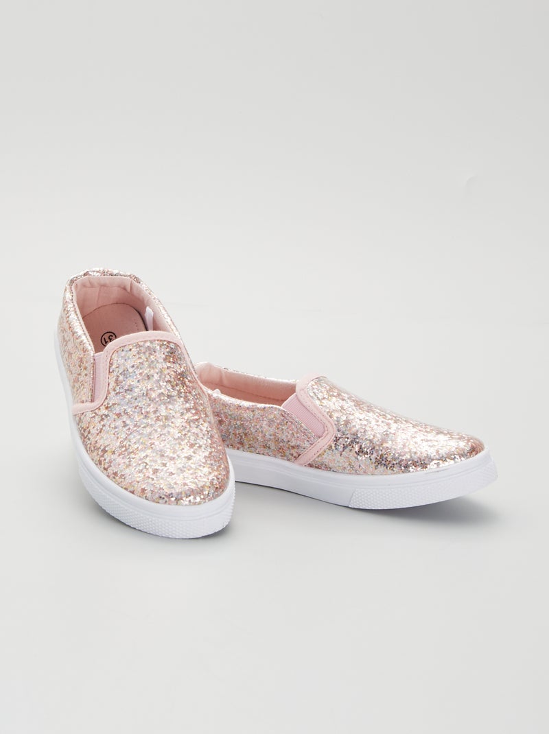 Zapatillas deportivas brillantes slip-on rosa - Kiabi