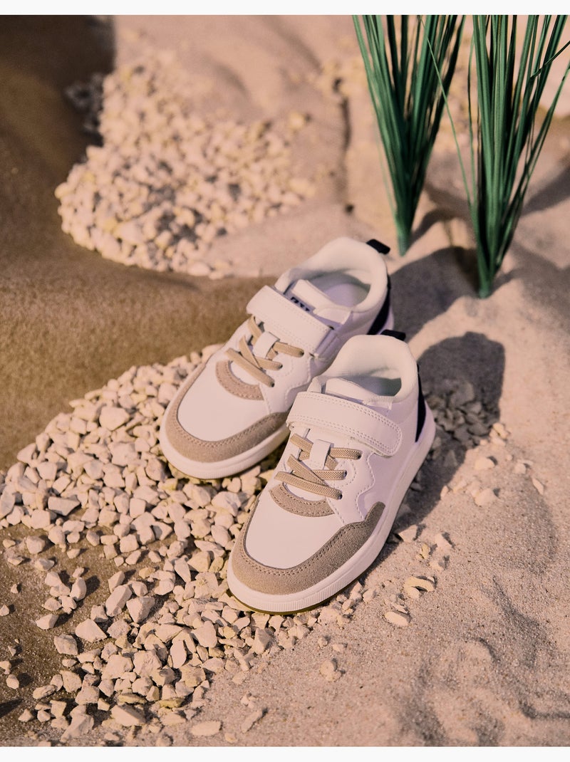 Zapatillas deportivas combinadas con tira autoadherente Blanco - Kiabi