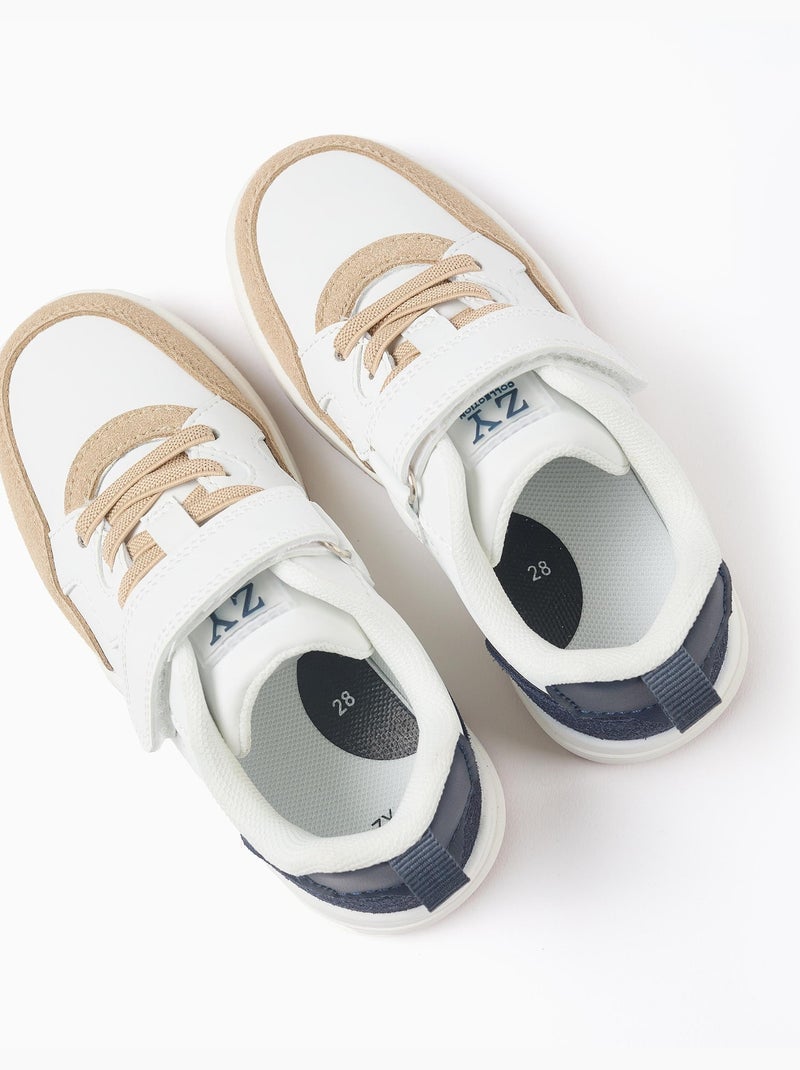 Zapatillas deportivas combinadas con tira autoadherente Blanco - Kiabi