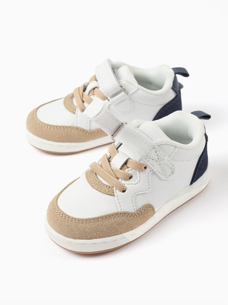 Zapatillas deportivas combinadas con tira autoadherente Blanco - Kiabi