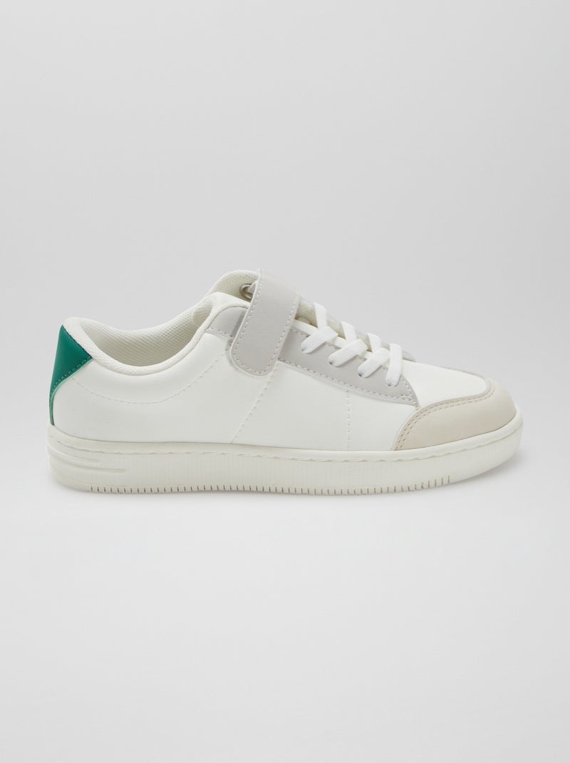 Zapatillas deportivas con cordones elásticos + velcro BLANCO - Kiabi