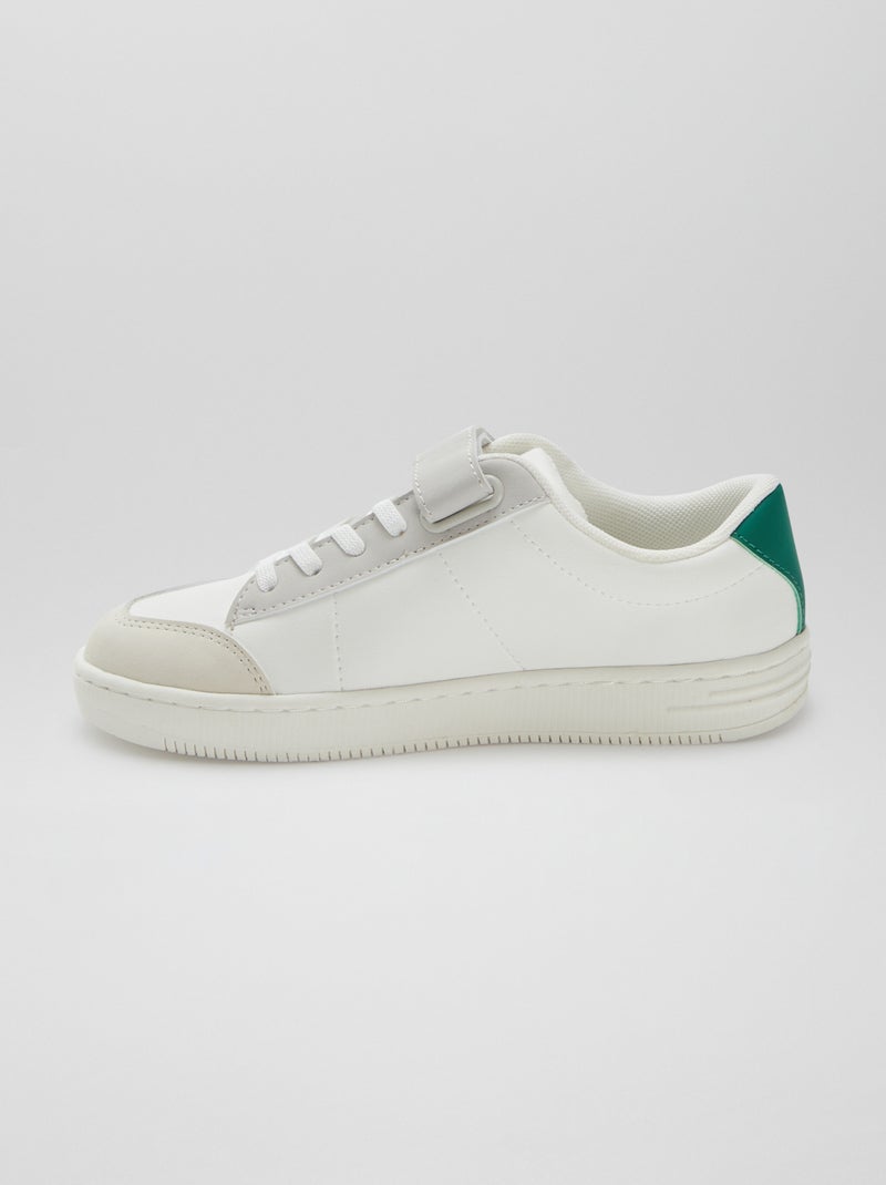 Zapatillas deportivas con cordones elásticos + velcro BLANCO - Kiabi