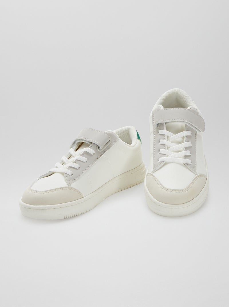 Zapatillas deportivas con cordones elásticos + velcro BLANCO - Kiabi