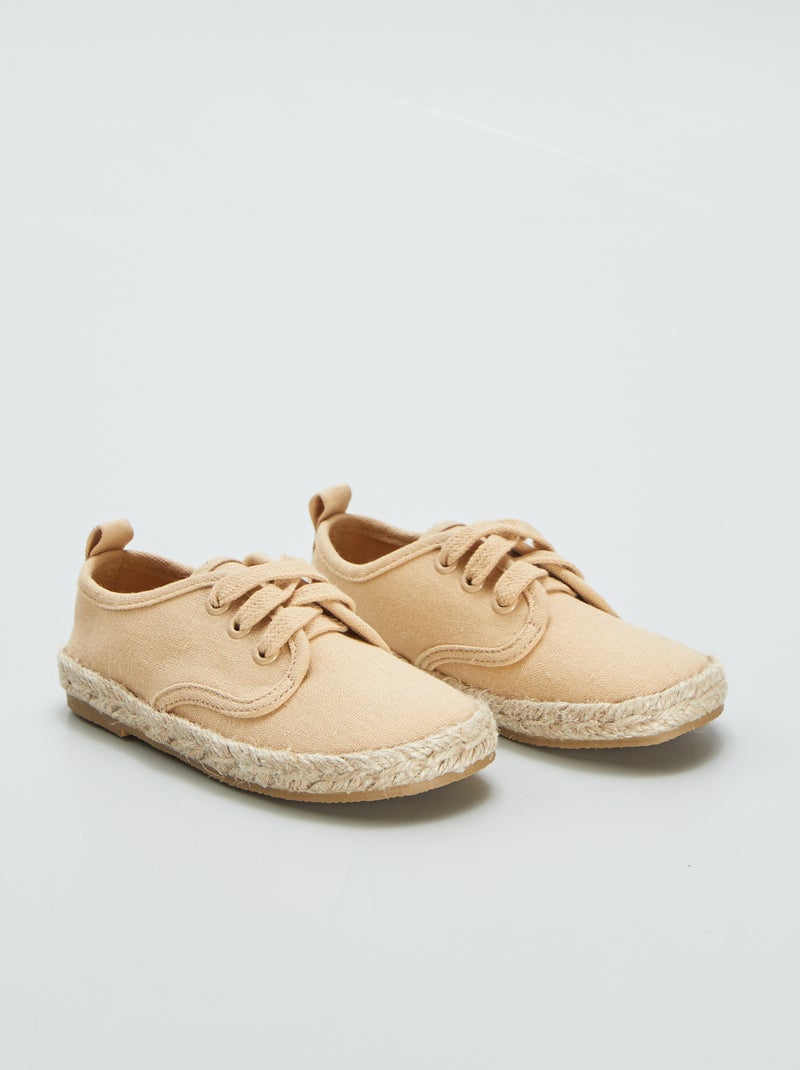 Zapatillas deportivas con cordones estilo alpargatas BEIGE - Kiabi