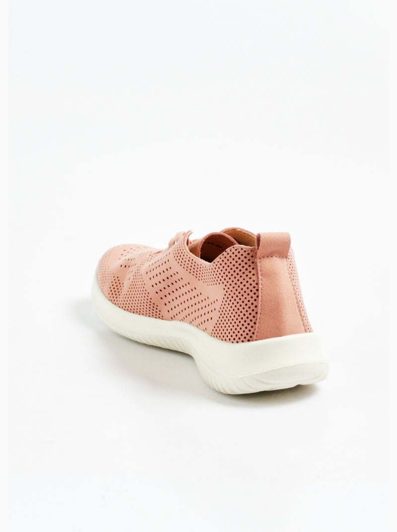 Zapatillas deportivas con efecto ante perforado y cordones - AFIBEL Rosa - Kiabi