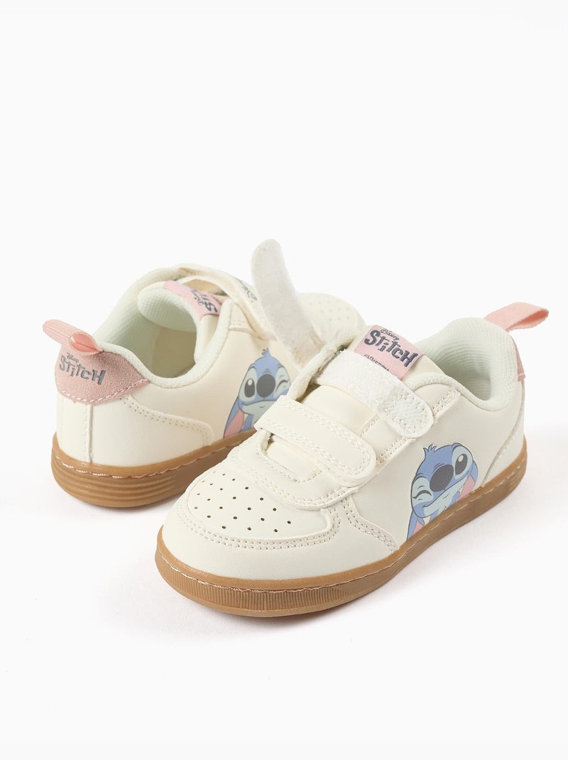 Zapatillas deportivas con estampado de Stitch y tiras autoadherentes Beige claro - Kiabi