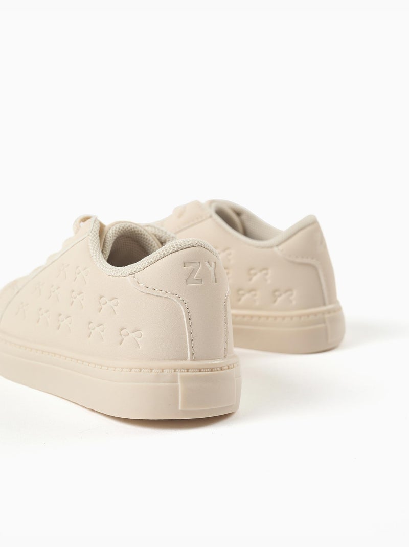Zapatillas deportivas con lazos en relieve y cordones elásticos Beige - Kiabi
