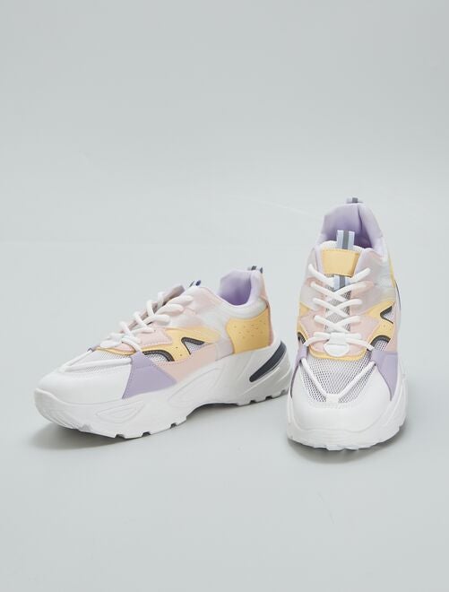 Zapatillas deportivas con múltiples materiales y colores - Kiabi