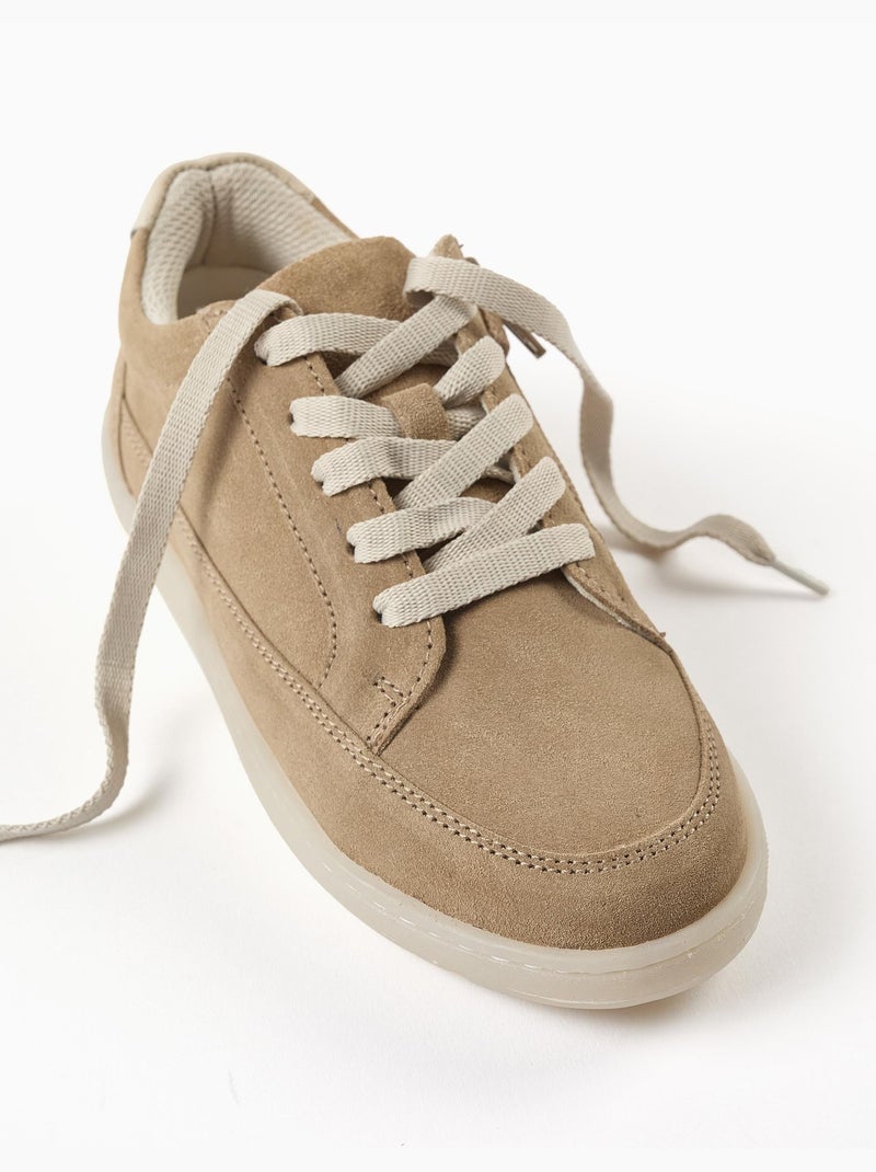 Zapatillas deportivas de ante con cordones Beige - Kiabi