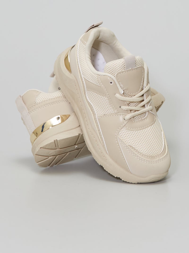 Zapatillas deportivas de dos materiales BEIGE - Kiabi