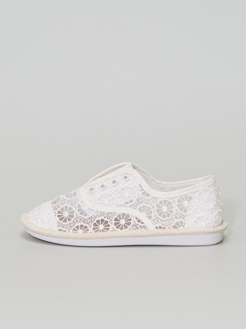 Zapatillas deportivas de encaje blanco - Kiabi