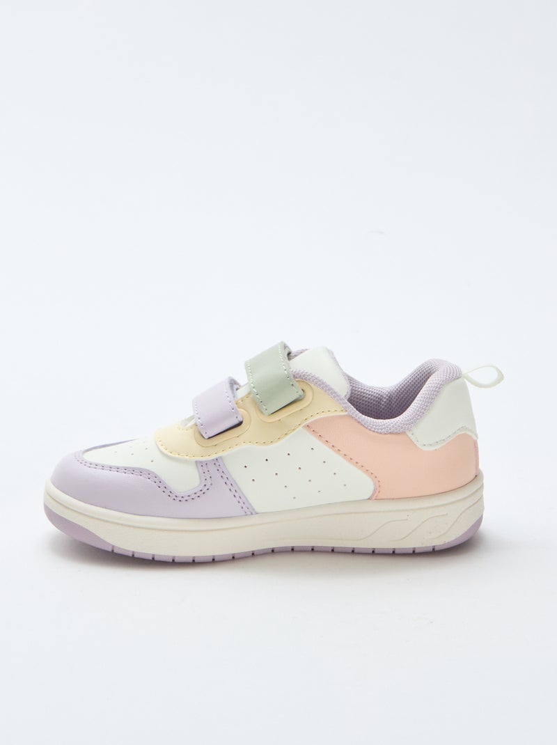 Zapatillas deportivas de imitación de cuero con 2 velcros Rosa - Kiabi