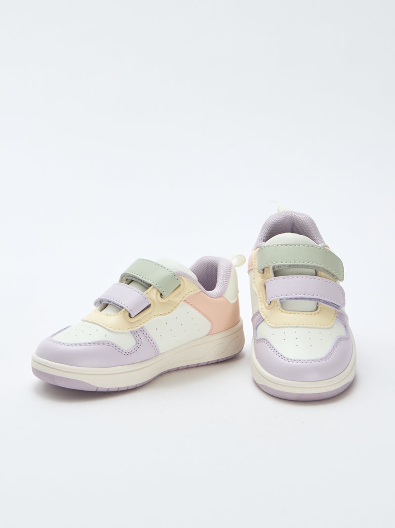 Zapatillas deportivas de imitación de cuero con 2 velcros Rosa - Kiabi