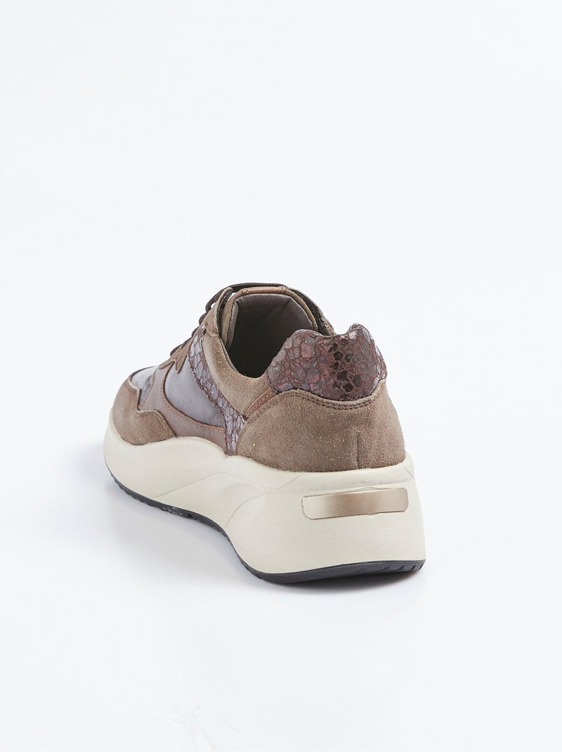 Zapatillas deportivas de piel multimaterial - AFIBEL Marrón - Kiabi