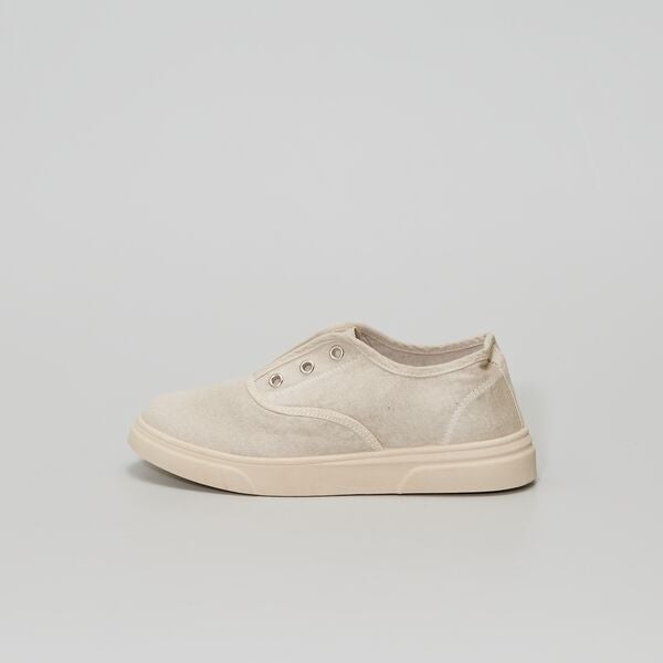 Zapatillas deportivas de tela Mujer talla 34 a 48 - BEIGE - Kiabi - 16,00€