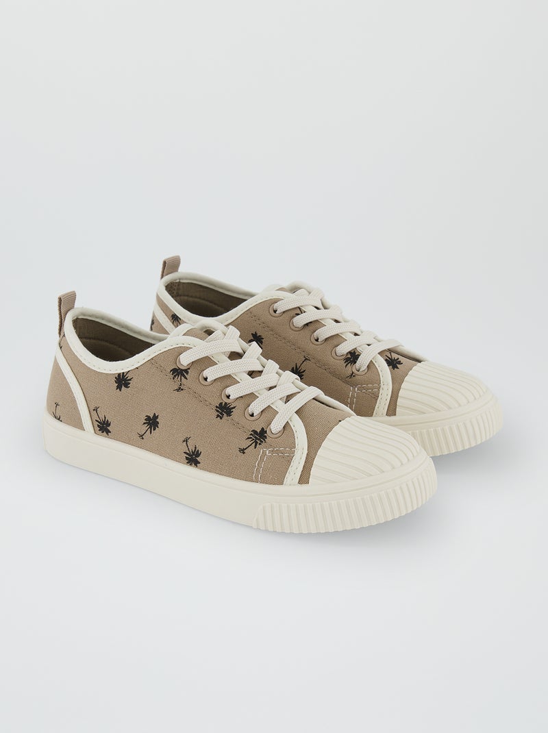 Zapatillas deportivas de tela con cordones BEIGE - Kiabi