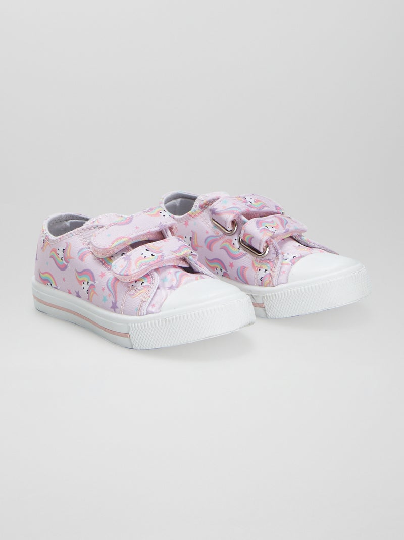 Zapatillas deportivas de tela con estampado de unicornio ROSA - Kiabi