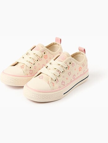 Zapatillas deportivas de tela con motivo floral y cordones