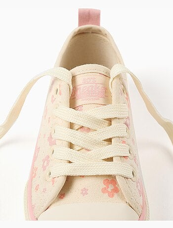 Zapatillas deportivas de tela con motivo floral y cordones