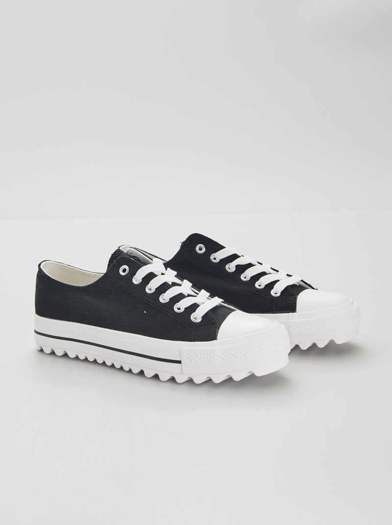 Zapatillas deportivas de tela con suela dentada negro - Kiabi