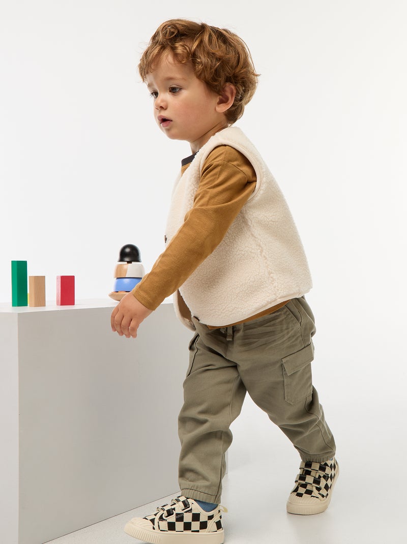 Zapatillas deportivas de tela con velcros BEIGE - Kiabi