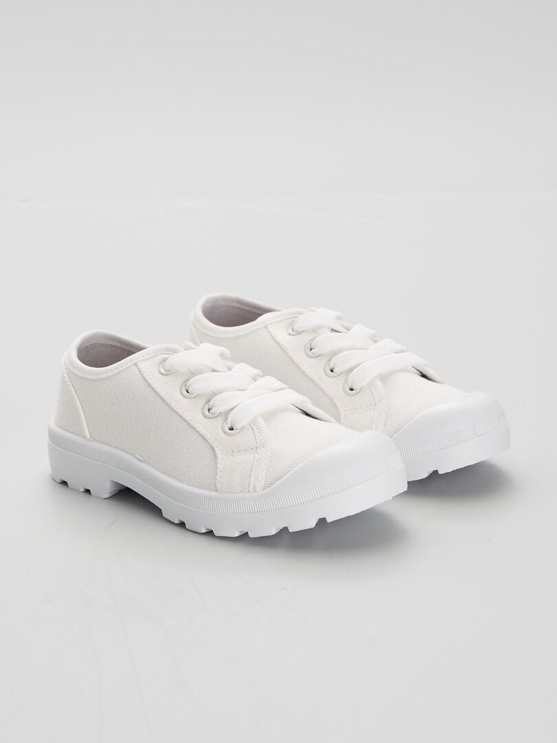 Zapatillas deportivas de tela dentadas blanco - Kiabi