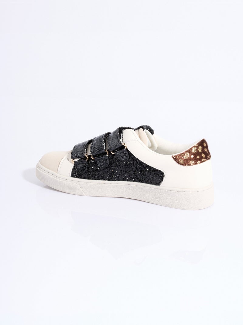 Zapatillas deportivas modernas multimaterial con velcro - AFIBEL Beige/Negro - Kiabi
