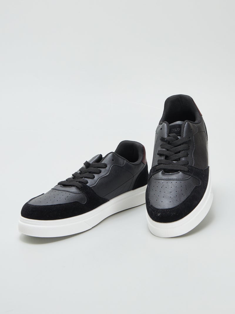 Zapatillas deportivas negras de dos tejidos NEGRO - Kiabi