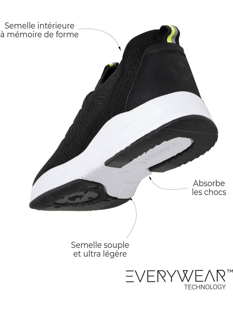 Zapatillas deportivas slip on con cordones, suela con memoria de forma Negro Amarillo - Kiabi