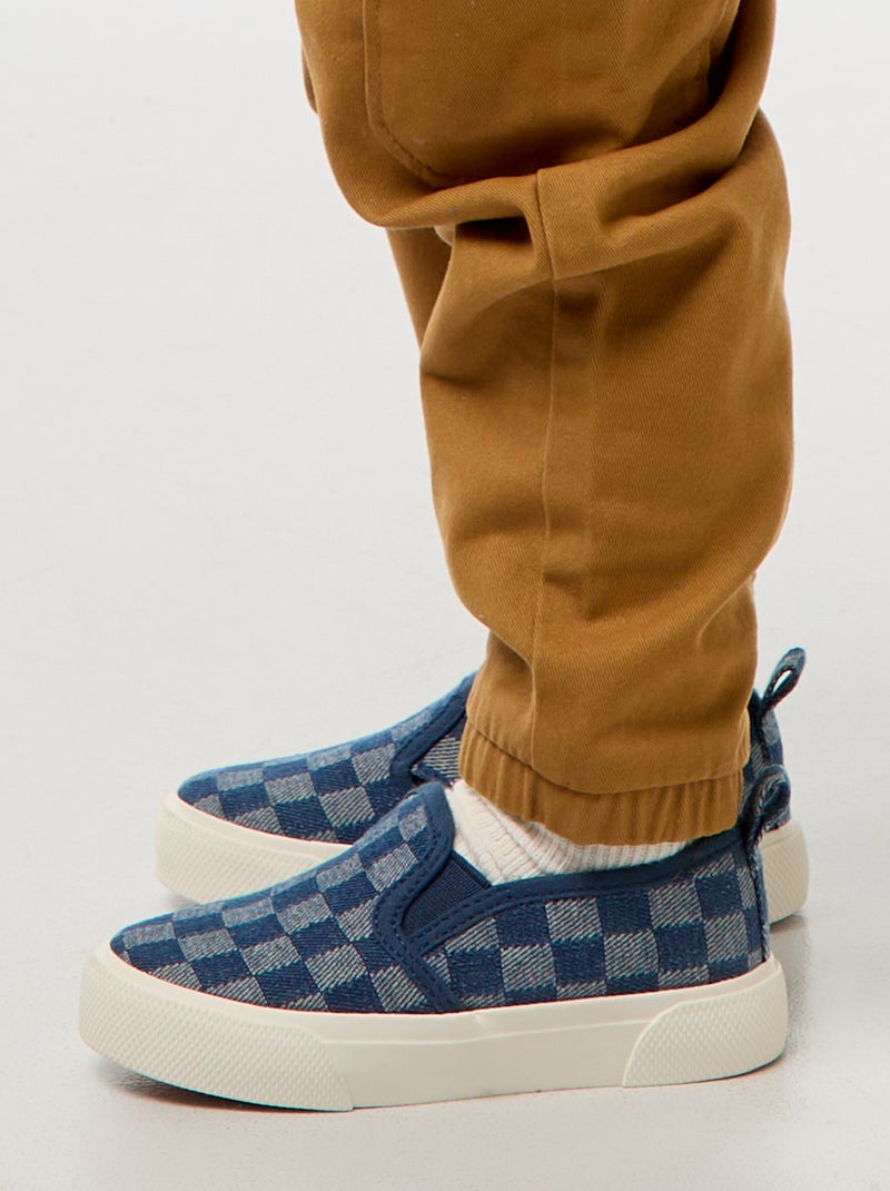 Zapatillas deportivas 'slip-on' de cuadros AZUL - Kiabi