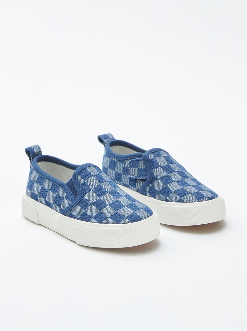 Zapatillas deportivas 'slip-on' de cuadros AZUL - Kiabi