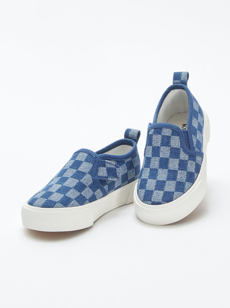 Zapatillas deportivas 'slip-on' de cuadros AZUL - Kiabi