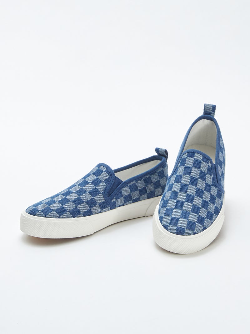 Zapatillas deportivas 'slip-on' de cuadros AZUL - Kiabi