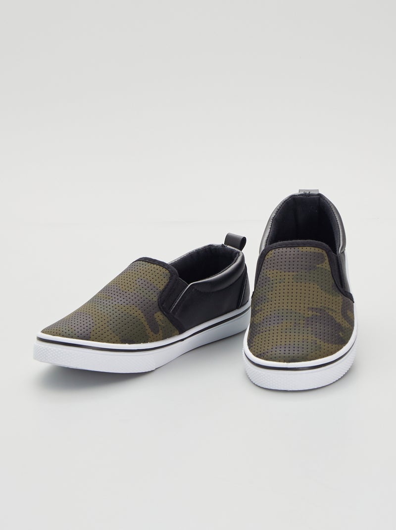 Zapatillas deportivas slip-on sintéticas caqui - Kiabi
