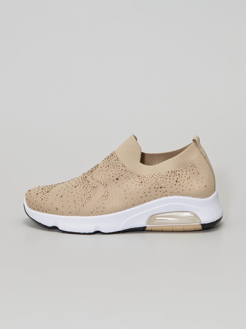 Zapatillas deportivas tipo calcetines con strass BEIGE - Kiabi