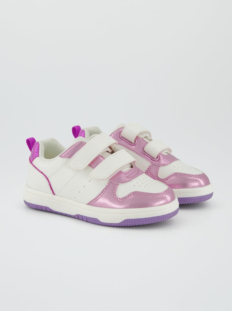 Zapatillas deportivas tricolores con velcros Rosa - Kiabi