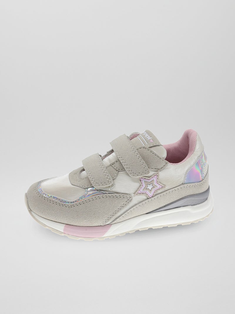 Zapatillas en dos materiales con velcros BEIGE - Kiabi