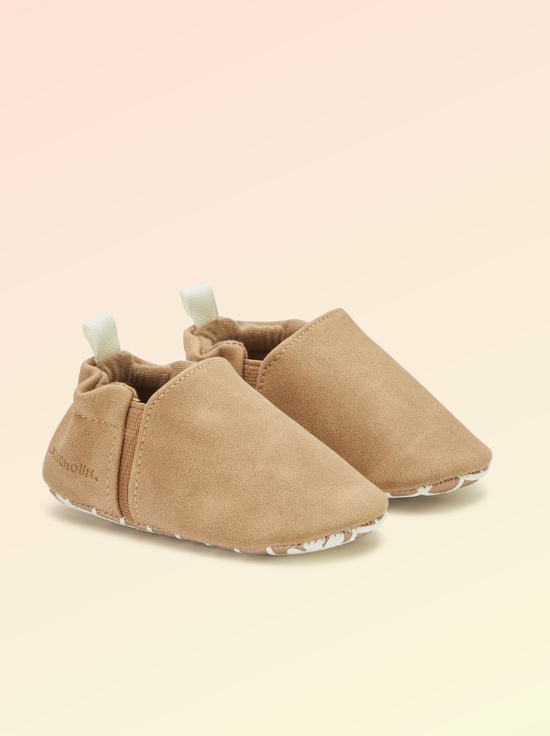 Zapatillas flexibles con elásticos motricidad 1 Kitchoun Marron - Kiabi