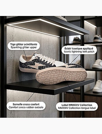 Zapatillas Glitter Plataforma Rayo Mujer OZABI MMXXIV